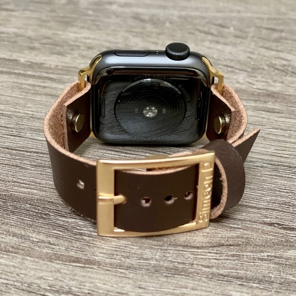 Dark Brown Vegan Faux Leather Gold iWatch Band main image 5
